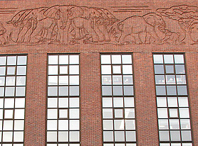 Elephant frieze on Harvard's Biology Lab building